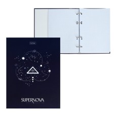 A notebook on 4 rings A5, 160 sheets, in a cage, supernova, hard cover, matte lamination, offset block