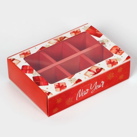 New Year. Box for 6 sweets "New Year's gifts", 13.7 x 9.8 x 3.8 cm, confectionery packaging-3