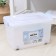 Storage container with a lid Ricco, 35 l, 50 × 31 × 28 cm, on wheels, color transparent