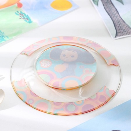 Set of dishes "Cheburashka", 3 items: plate, bowl, mug, gift packaging, glass-3