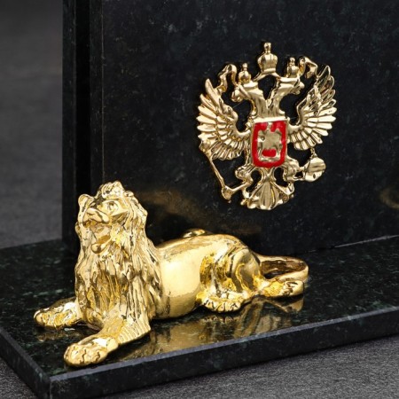 Набор настольный "Герб с львом", змеевик-3
