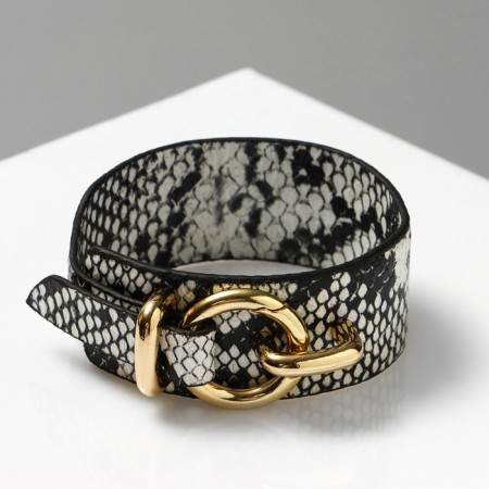 Safari leather bracelet snake, white-black color l = 17.5 cm