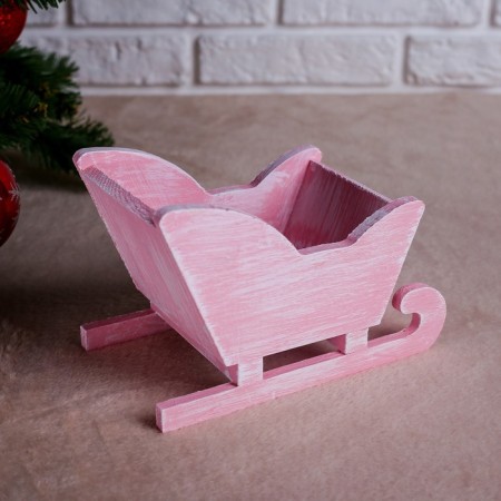 Wooden Kashpo 20 × 12 × 13 cm "Sanka", pink brush give beautifully-1