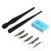 A set of feathers, 5 pieces, stainless steel with 2 holders + eraser on a blister