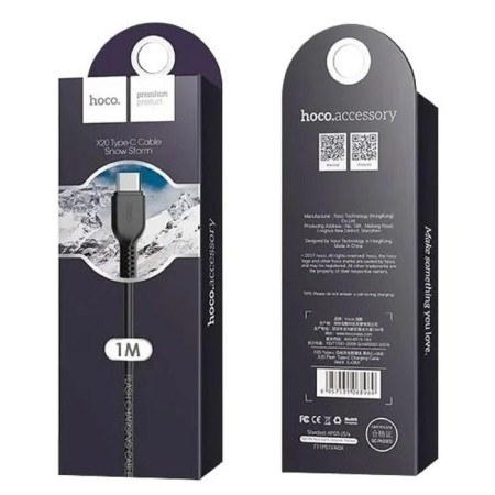 Cable Hoco X20, Type -C - USB, 3 A, 1 m, PVC braid, black-3