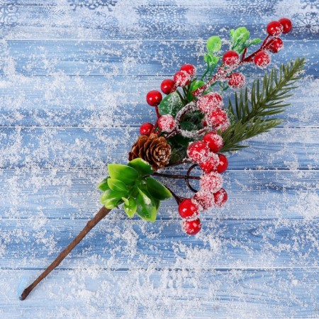 Decor "Winter Dreams" Berries Greens needles bump, 27 cm-1
