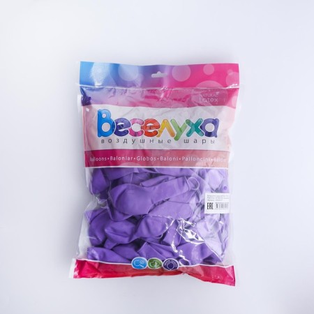 Latex ball 12 ", pastel, set 100 pcs., Lilac color-2