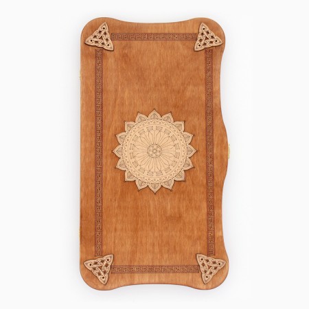 Scandinavian backgammon, carved large, wooden board 45 x 45 cm-7