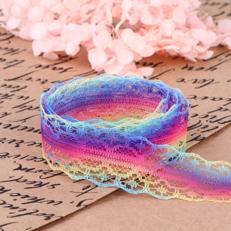Lace kapron "Rainbow Wave", 28 mm × 10 ± 1 m, color multi -colored # 3