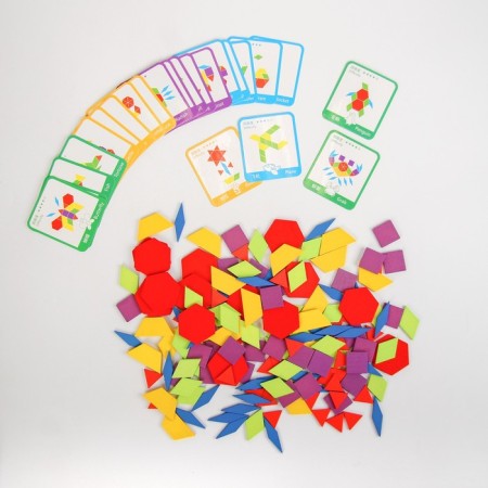Wooden toy "Developing Geometric Puzzle", 24.5 × 21.3 × 4 cm, 24 cards, 155 parts