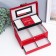 Casket to the leatherette to decorations a chest with a bow "Small squares. Red" 13.5x16.5x23 cm