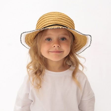 Hat for the girl Minaku "Puppet", size 50, beige color