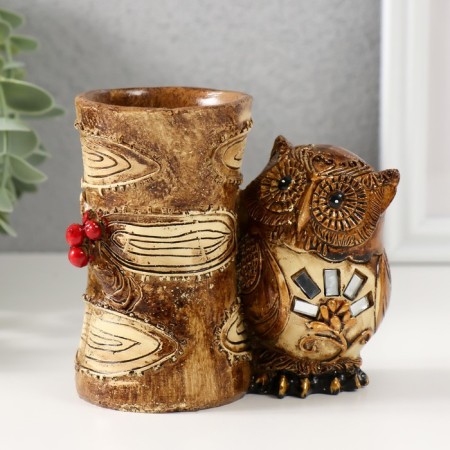 Souvenir Polystone Pencil "Owl and hemp" 11x6.2x10 cm
