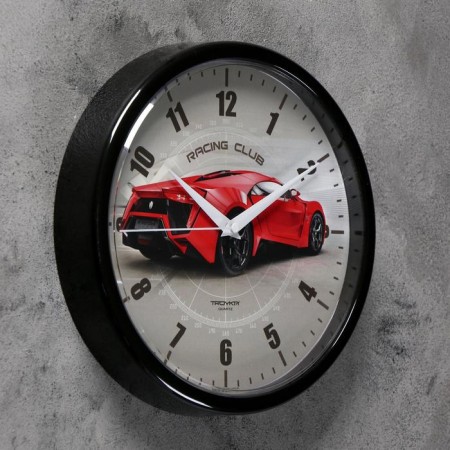 Watch wall, interior "racing car", D-22.5 cm, silent, red-1
