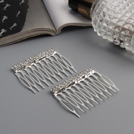 Hair crest "Medea", set 2 pcs., Classic thread, 5 × 4 cm, silver