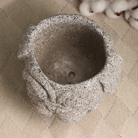 Kashpo "Ricky" Gray Stone, 18x16x15cm-3