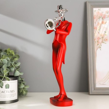 Polystone souvenir "Musician with saxophone" Red with silver 29.5x10.5x13.5 cm-1