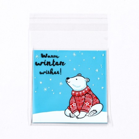 BOPP package with sticky tape, "Bear in the North", 7*7+3cm-2