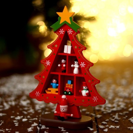 New Year's souvenir "Christmas tree with cells for gifts", 14.5 × 19.5 cm, red