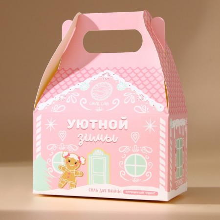 New Year. Bath salt "Cozy Winter", 500 g, aroma of strawberry pudding-3