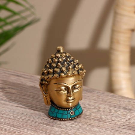 Souvenir "Buddha's head" Brass, stone 8 cm