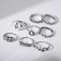 Ring set 8 pieces "Nature", size mix, color black silver