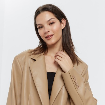 Women's jacket (eco-leather) minku: eco leather, beige color, size 42-44-8