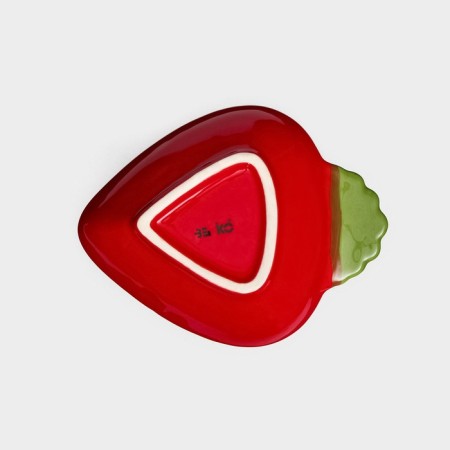 Ceramic "strawberry" plate, deep, red, 18 cm, 1 variety, Iran-3