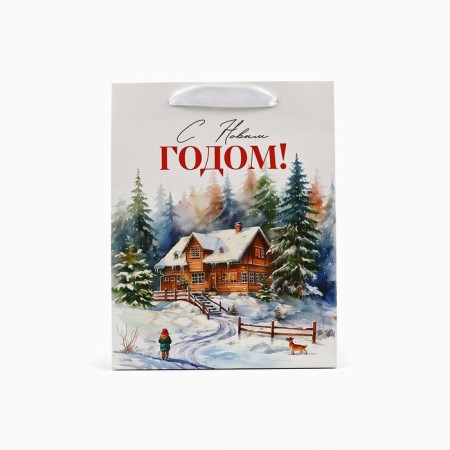 Laminated horizontal "Winter Forest", village, MS 18 x 23 x 10 cm, New Year-2