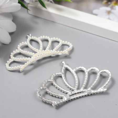 Decor for creativity Metal "Tiara with pearl" rhinestones 3.5x6 cm-2