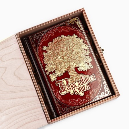 The genealogy book "Family Chronicle" in a box with a tree, 20 x 26 cm-2