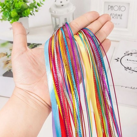 Hair threads, 90 cm, 6 pcs, brilliant color/mix-3
