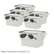 Set of Lenardi salad bowls, rectangular, length 13 cm, 6 pcs