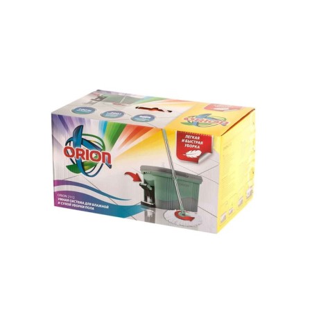Orion 2112 cleaning set: mop, a bucket with pedal spin, nozzle, 8 l, color gray-pale-green-2