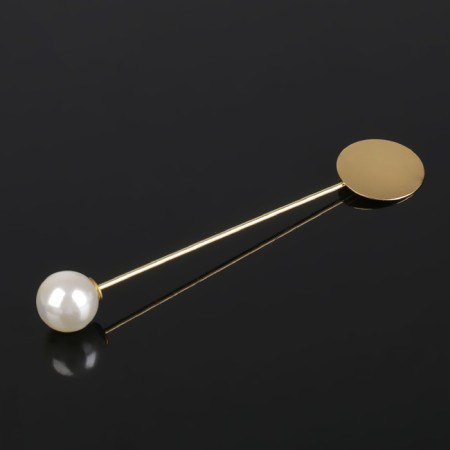 The base "brooch-og" with bead d = 1 cm (set 5 pcs.), L = 7.5 cm, platform 1.5 cm, color gold