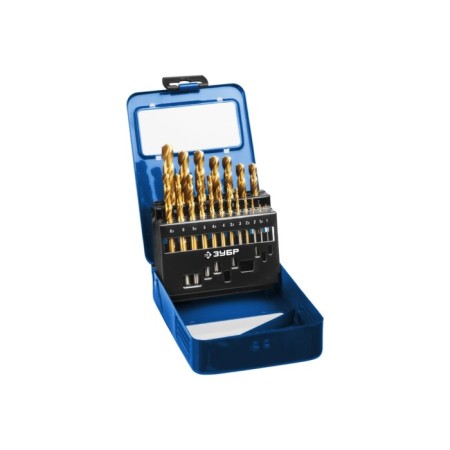 Set of drill on metal bison, p6m5k5, cylindrical shank, 1-10 mm, 19 pcs, class a, case 96004