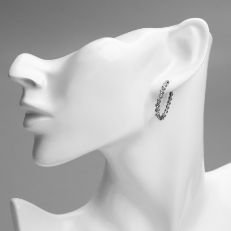 Ring earrings Xuping Beauty interweaving, white color in silver, d = 2.5 cm-2