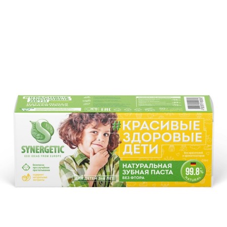 Children's toothpaste Synergetic "Strawberry and Banana", from 3 to 6 years old, yellow, 50 g-4