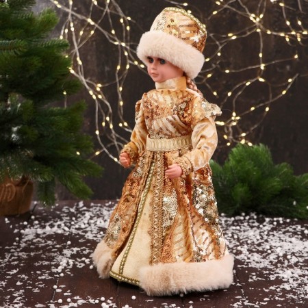 Snow Maiden "In a fur coat with a scattering shine" moves, 40 cm, gold-3