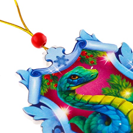New Year's Wooden Suspension "Snake in Snowflake"-3