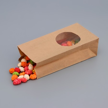 Craft package Paper beam, two -layer, with a window, rectangular bottom 10 (7) x 6 x 20 cm-1