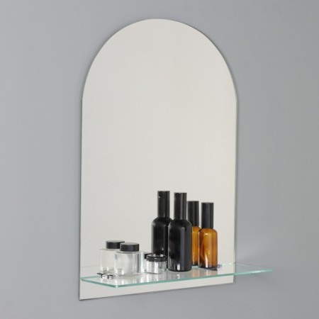 Mirror in a bathroom with a shelf, semi -oval, 35 × 50 cm-4