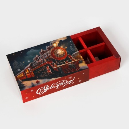New Year. Box under 6 sweets "Happy New Year!", 13.7 x 9.8 x 3.8 cm, confectionery packaging-4