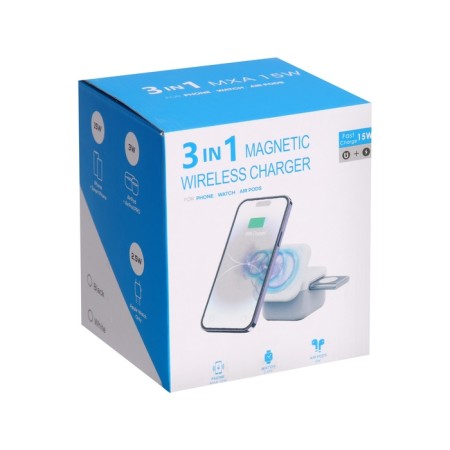 Wireless charger 3 in 1 H31, 15 W, backlight, Type-C, white-10