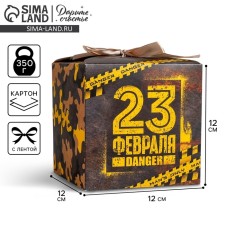 Gift folding box, packaging, “February 23!”, 12 x 12 x 12 cm