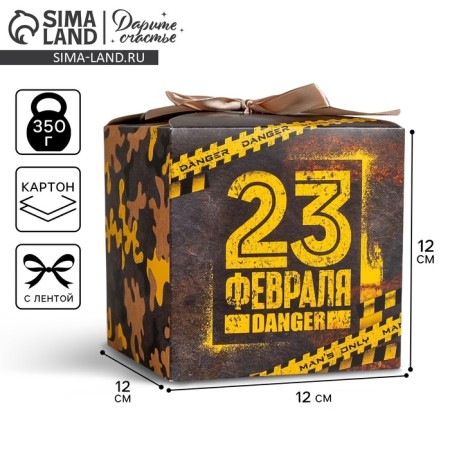 Gift folding box, packaging, “February 23!”, 12 x 12 x 12 cm