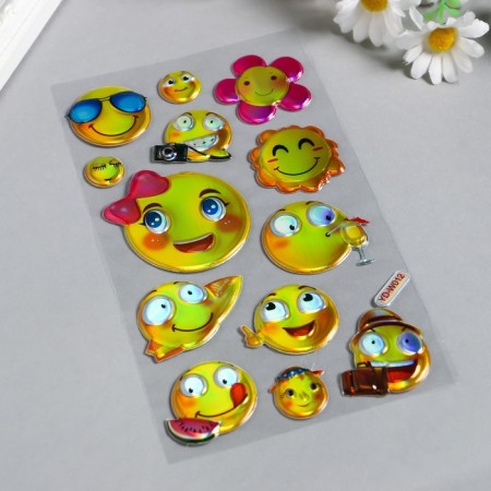 Sticker Plastic Holography "School/Smiles" MIX 23x11 cm-2