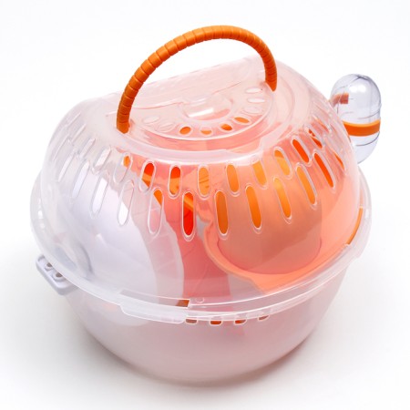 Carrier carrier carrier with a house, shelf, drinker, 29x23x23 cm, yellow-6