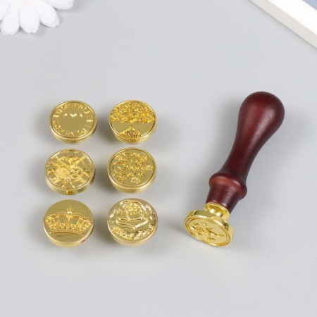 A set of seals for wax with a wooden handle "Classic and Plants"-2