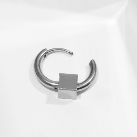 Piercing in the ear "Ring" Cube, d = 12 mm, color silver-1